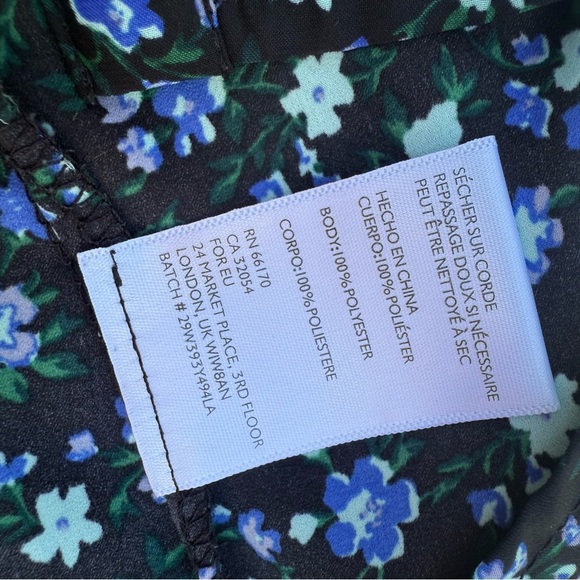 Kimchi Blue Sheer Floral Dress in Blue and black ditzy flower pattern Size Small - Picture 7 of 8